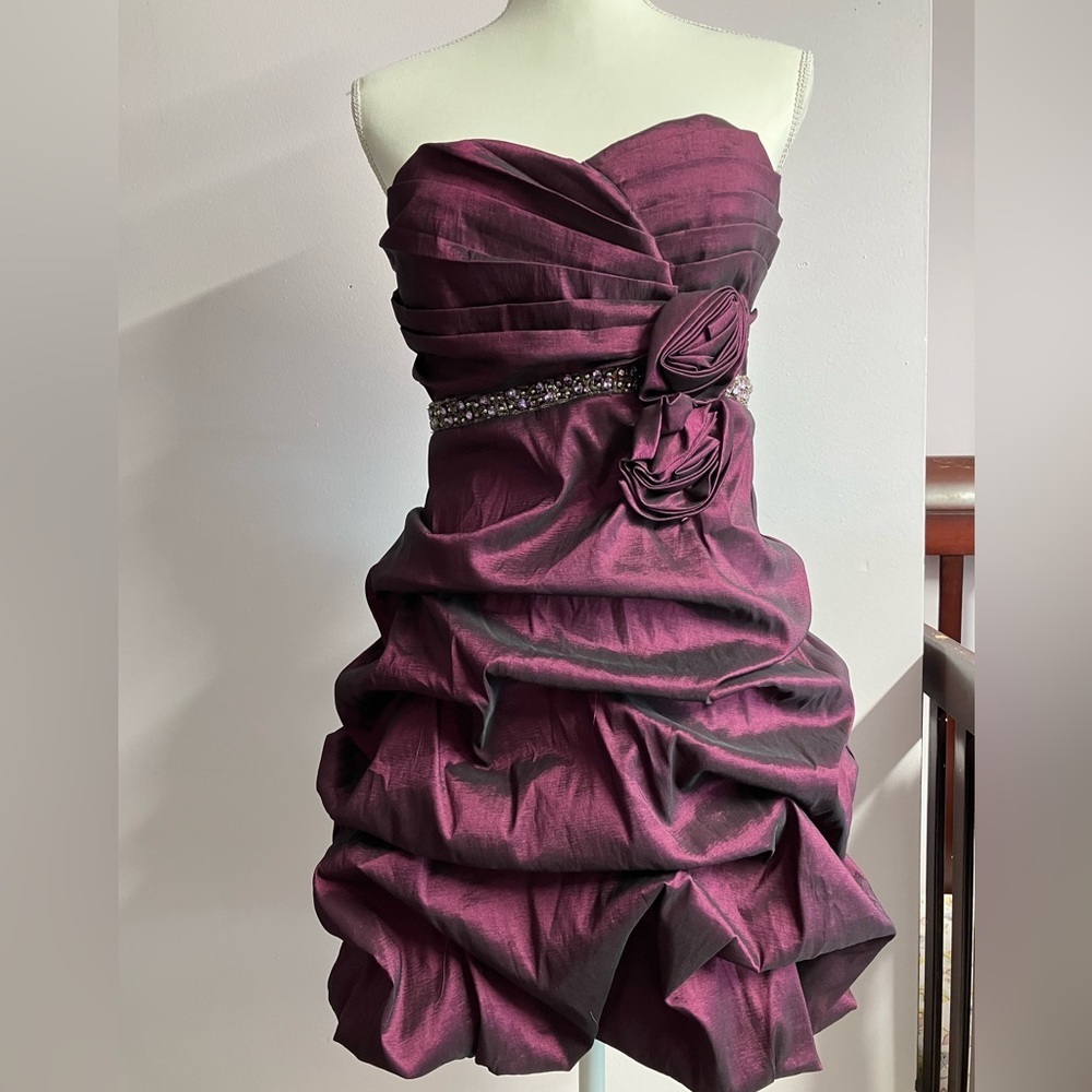 City Triangle Strapless Formal Dress, Size 13(Juniors), Pinkish-Purplish, Satiny
